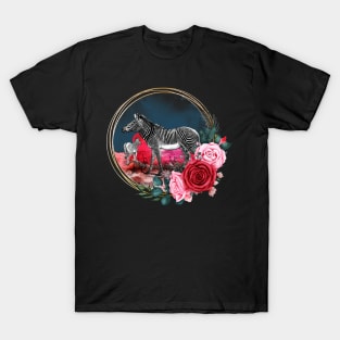 Roses And Zebras Watercolor T-Shirt